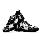 Black And White Chinese Zodiac Print Black Sneakers
