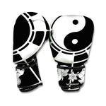Black And White Chinese Zodiac Print Boxing Gloves