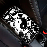 Black And White Chinese Zodiac Print Car Center Console Cover