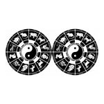 Black And White Chinese Zodiac Print Car Coasters