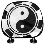 Black And White Chinese Zodiac Print Car Headrest Covers