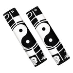 Black And White Chinese Zodiac Print Car Seat Belt Covers
