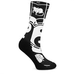 Black And White Chinese Zodiac Print Crew Socks