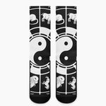 Black And White Chinese Zodiac Print Crew Socks