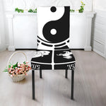 Black And White Chinese Zodiac Print Dining Chair Slipcover