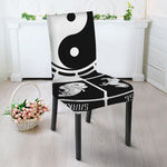 Black And White Chinese Zodiac Print Dining Chair Slipcover