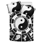 Black And White Chinese Zodiac Print Duvet Cover Bedding Set