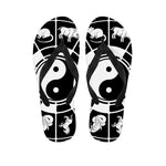 Black And White Chinese Zodiac Print Flip Flops