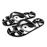 Black And White Chinese Zodiac Print Flip Flops