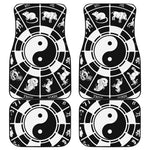 Black And White Chinese Zodiac Print Front and Back Car Floor Mats
