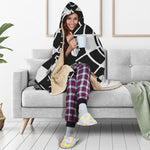 Black And White Chinese Zodiac Print Hooded Blanket