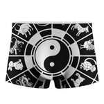 Black And White Chinese Zodiac Print Men's Boxer Briefs