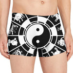 Black And White Chinese Zodiac Print Men's Boxer Briefs