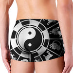 Black And White Chinese Zodiac Print Men's Boxer Briefs