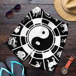 Black And White Chinese Zodiac Print Men's Shorts