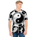 Black And White Chinese Zodiac Print Men's T-Shirt
