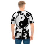 Black And White Chinese Zodiac Print Men's T-Shirt
