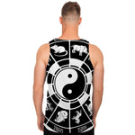 Black And White Chinese Zodiac Print Men's Tank Top