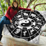 Black And White Chinese Zodiac Print Quilt