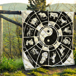 Black And White Chinese Zodiac Print Quilt