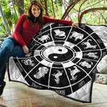 Black And White Chinese Zodiac Print Quilt