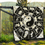 Black And White Chinese Zodiac Print Quilt
