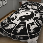 Black And White Chinese Zodiac Print Quilt Bed Set