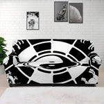 Black And White Chinese Zodiac Print Sofa Cover