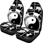 Black And White Chinese Zodiac Print Universal Fit Car Seat Covers