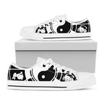 Black And White Chinese Zodiac Print White Low Top Shoes