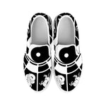 Black And White Chinese Zodiac Print White Slip On Shoes