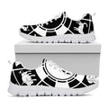 Black And White Chinese Zodiac Print White Running Shoes
