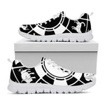 Black And White Chinese Zodiac Print White Sneakers