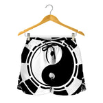 Black And White Chinese Zodiac Print Women's Shorts
