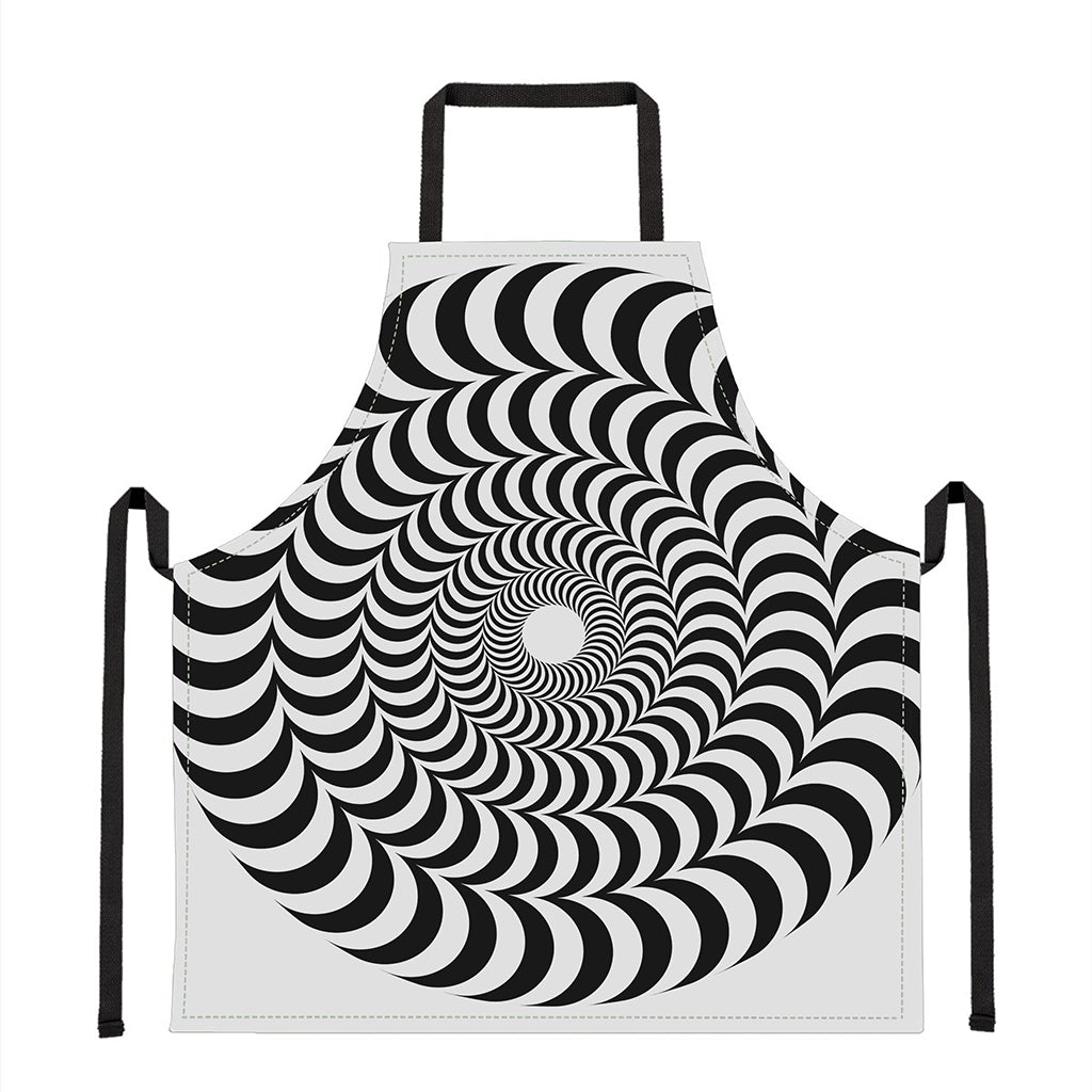 Black And White Circle Illusion Print Apron