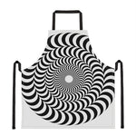 Black And White Circle Illusion Print Apron