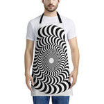 Black And White Circle Illusion Print Apron