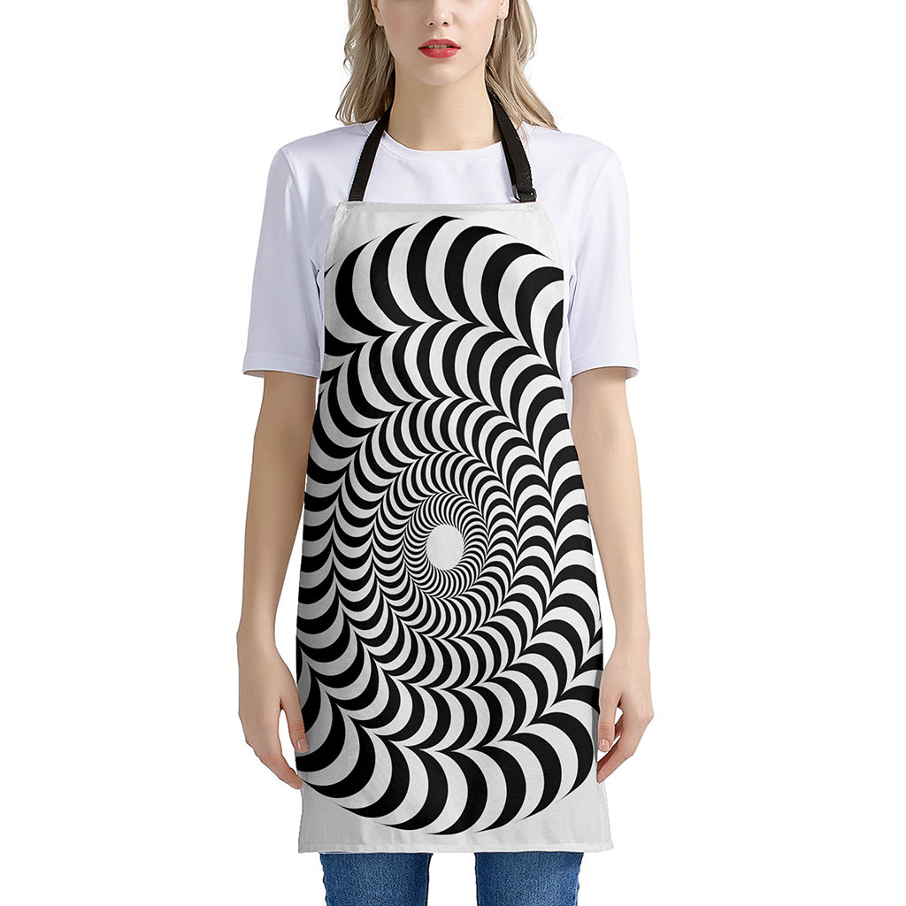 Black And White Circle Illusion Print Apron