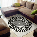 Black And White Circle Illusion Print Floor Mat