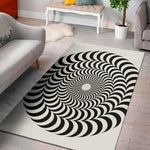 Black And White Circle Illusion Print Area Rug
