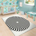 Black And White Circle Illusion Print Area Rug
