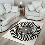 Black And White Circle Illusion Print Area Rug