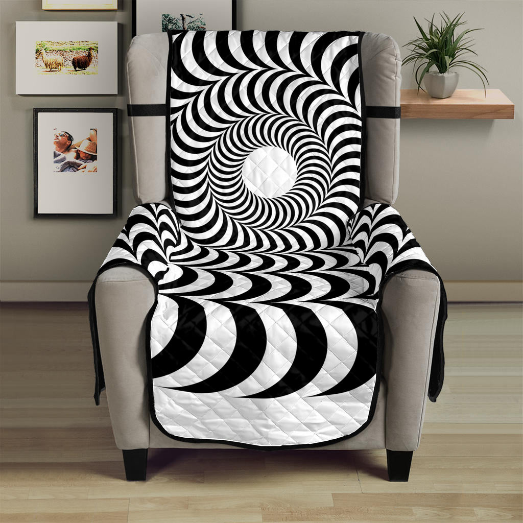 Black And White Circle Illusion Print Armchair Protector