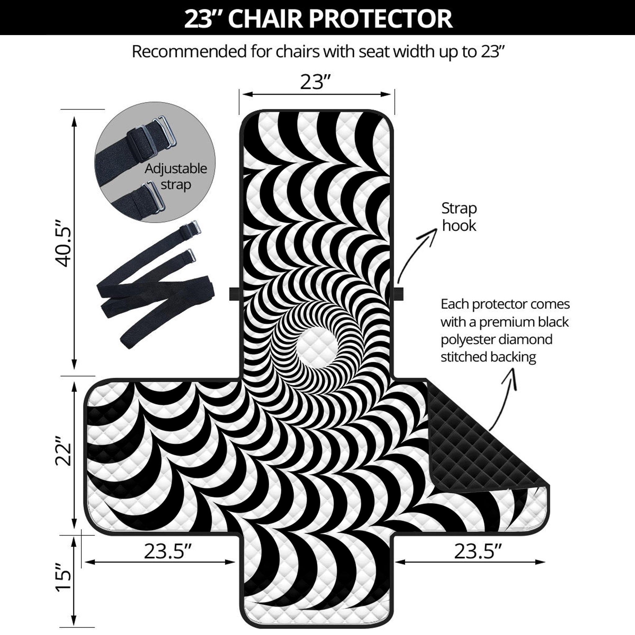 Black And White Circle Illusion Print Armchair Protector