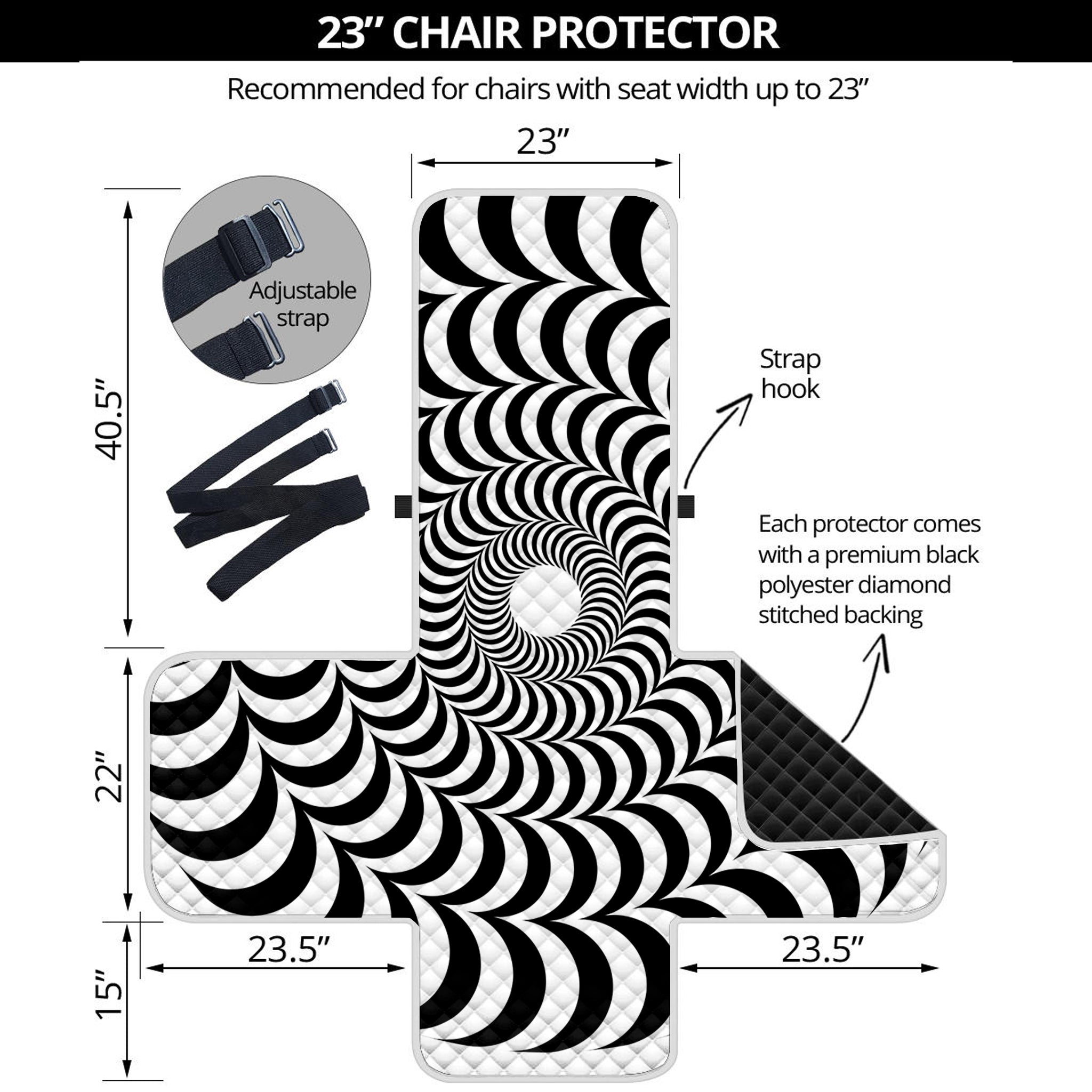 Black And White Circle Illusion Print Armchair Protector