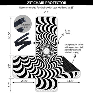 Black And White Circle Illusion Print Armchair Protector