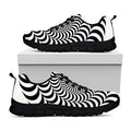 Black And White Circle Illusion Print Black Running Shoes