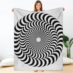 Black And White Circle Illusion Print Blanket