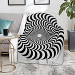 Black And White Circle Illusion Print Blanket