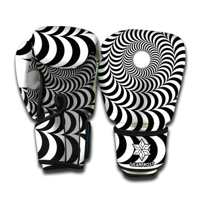 Black And White Circle Illusion Print Boxing Gloves